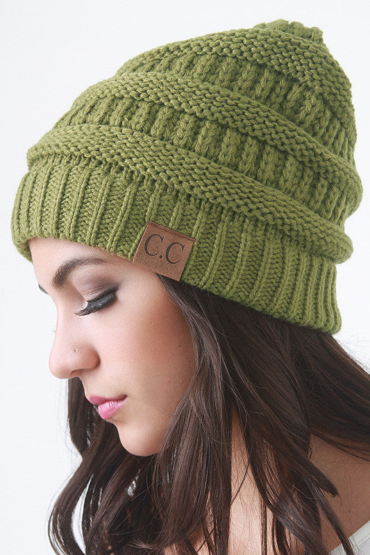 Solid Ridged Knit Beanie