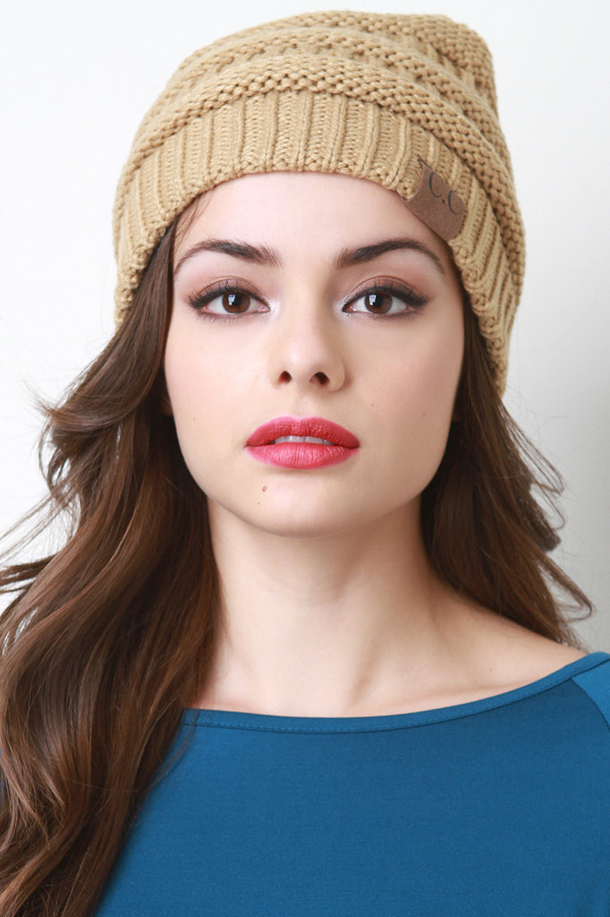 Solid Ridged Knit Beanie