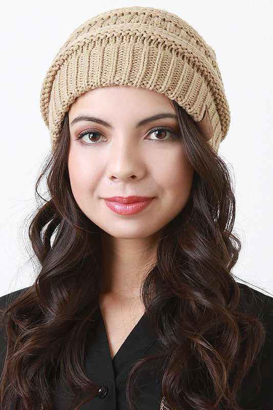 Solid Ridged Knit Beanie