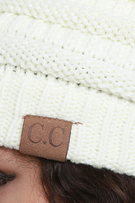 Solid Ridged Knit Beanie