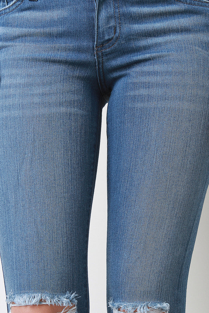Fringe Hem Denim Jeans