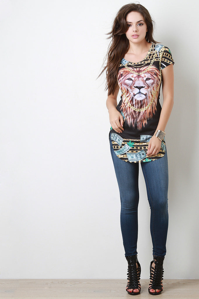 Lion Bling Short Sleeve Top