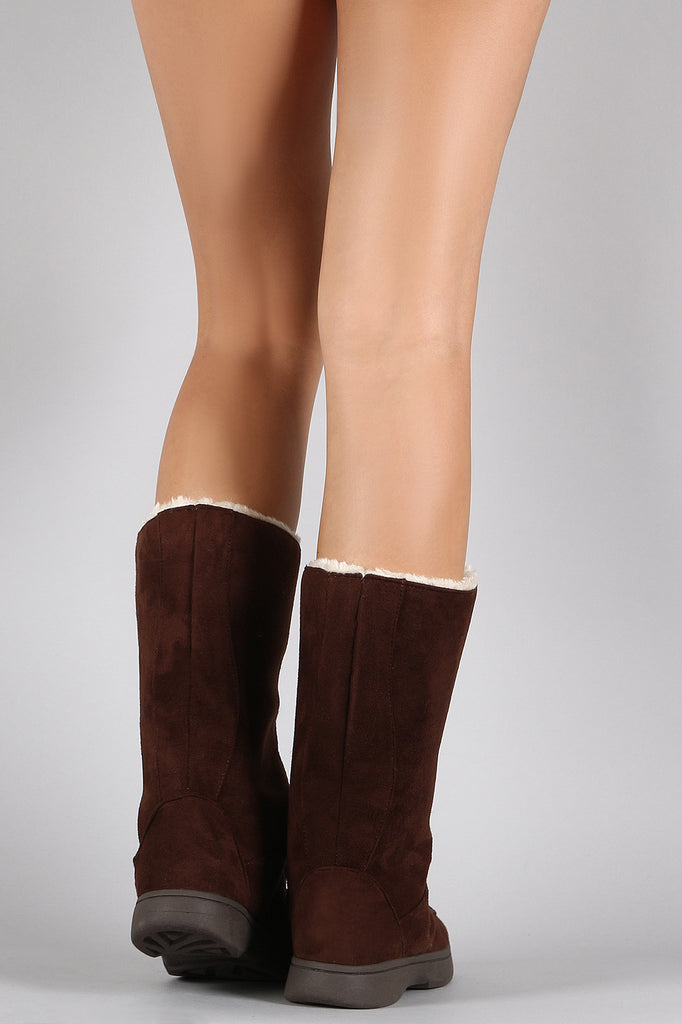 Bamboo Suede Lace Up Flat Snow Boots