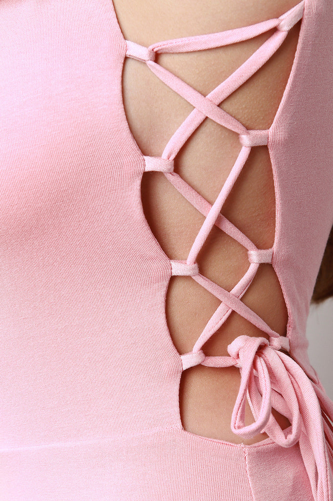 Side Corset Lace Up Backless JumpSuit