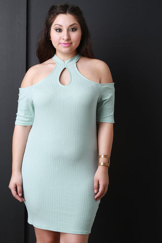 Halter Front Slit Maxi Dress