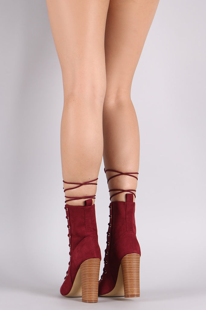 Liliana Corset Lace Up Open Toe Ankle Booties
