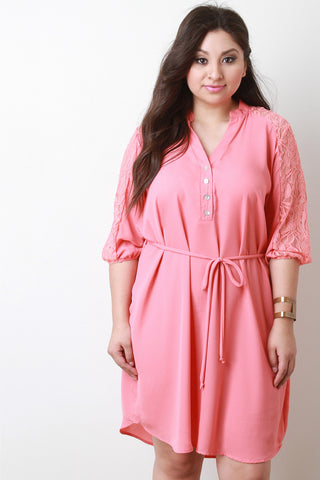 Mock Neck Cold Shoulder Keyhole Dress