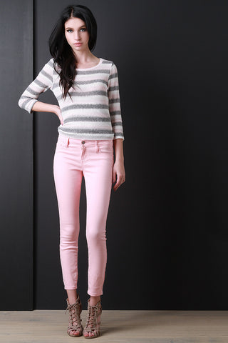 High Waist Distressed Skinny Denim Pants