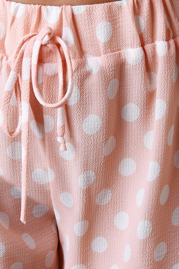 Drawstring Polka Dot Print Shorts