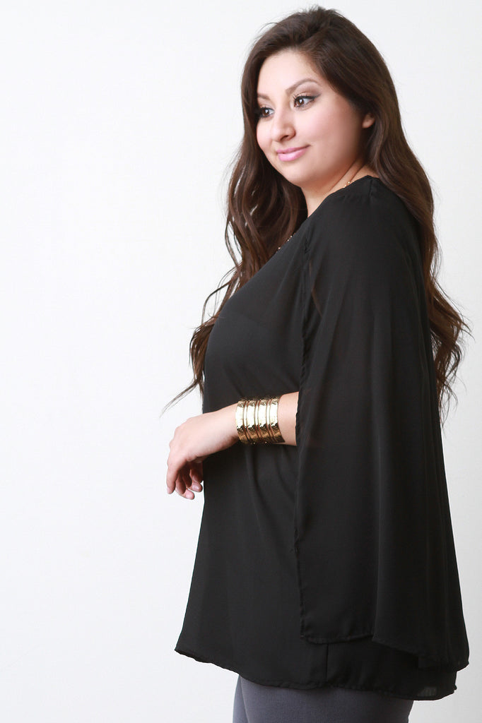 Chiffon Sleeveless Cape Necklace Top
