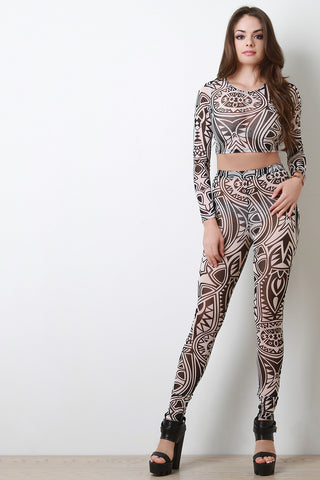 High Waist Knee Slit Leggings