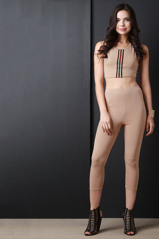 High Waist Knee Slit Leggings