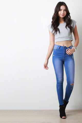 Low Rise Distressed Skinny Jeans