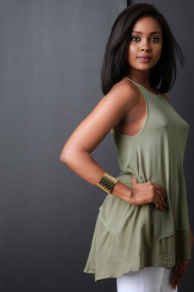 Loose Knit Two Tone Sleeveless Top