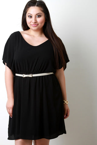 Mock Neck Cold Shoulder Keyhole Dress