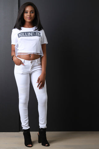 High Waist Distressed Skinny Denim Pants