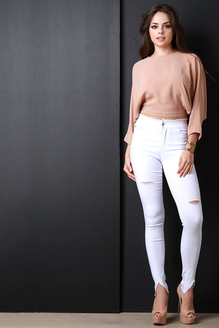 High Waist Distressed Skinny Denim Pants