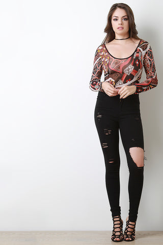 High Waist Distressed Skinny Denim Pants