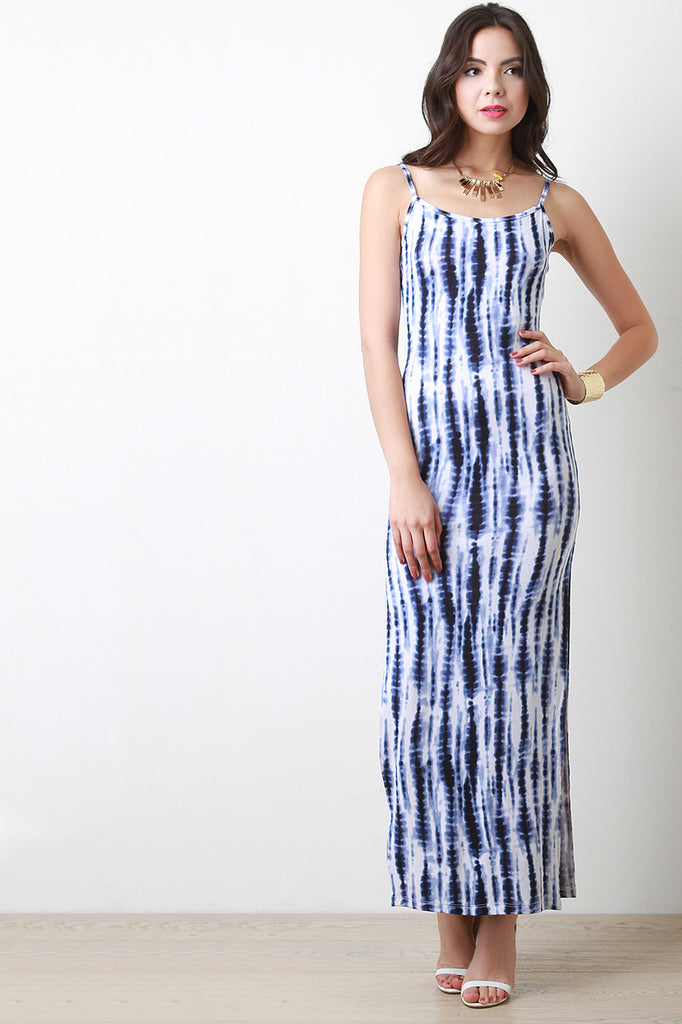 Streak Tie Dye Double Slit Maxi Dress