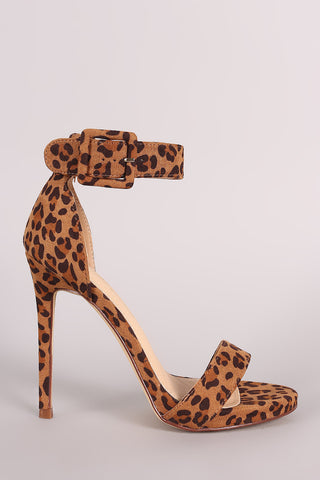 Breckelle Leopard T-Strap Platform Heel