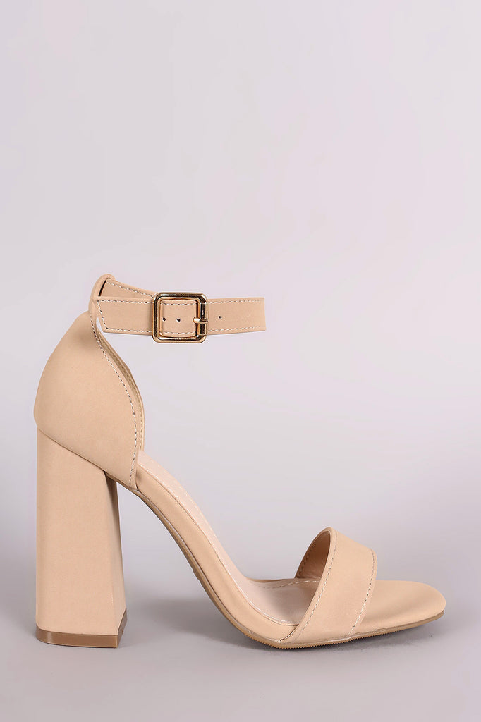 Bamboo Open Toe Single Band Ankle Cuff Chunky Heel