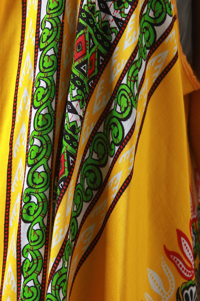 African Print Fringe Maxi Vest