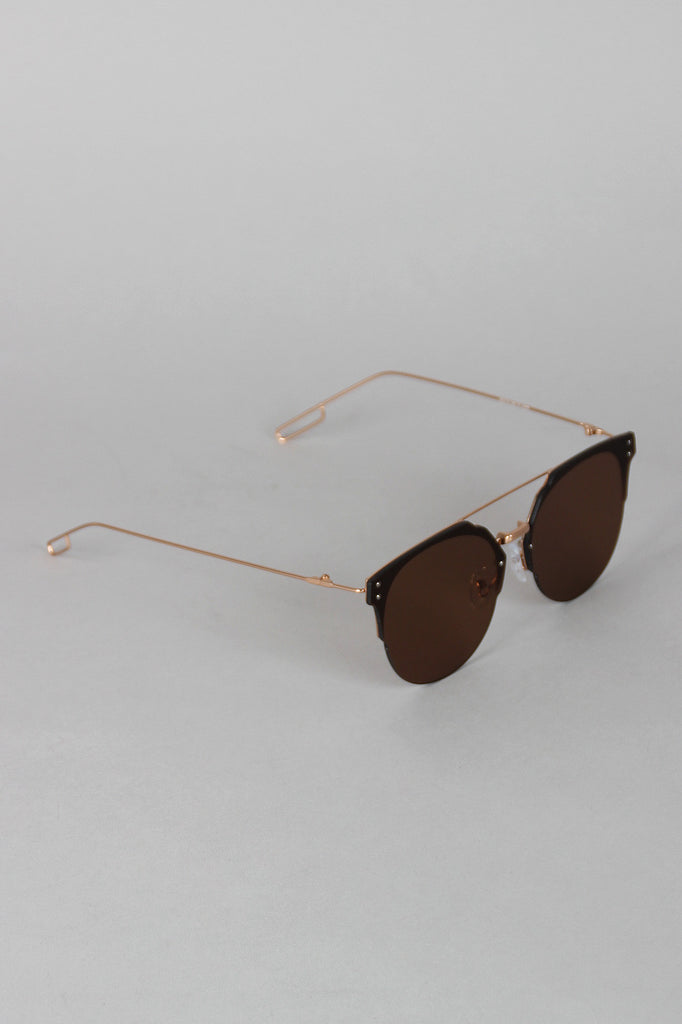 Double Bridge Rimless Horn Rimmed Sunglasses