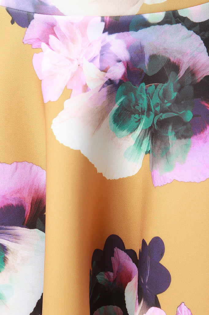 High Waist Floral Print Neoprene Skirt