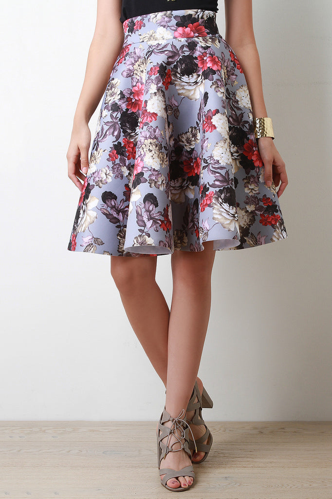 High Waist Floral Print Skirt