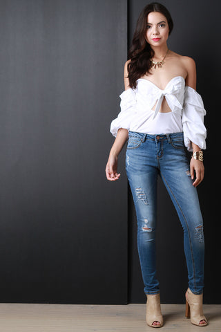 High Waist Distressed Skinny Denim Pants