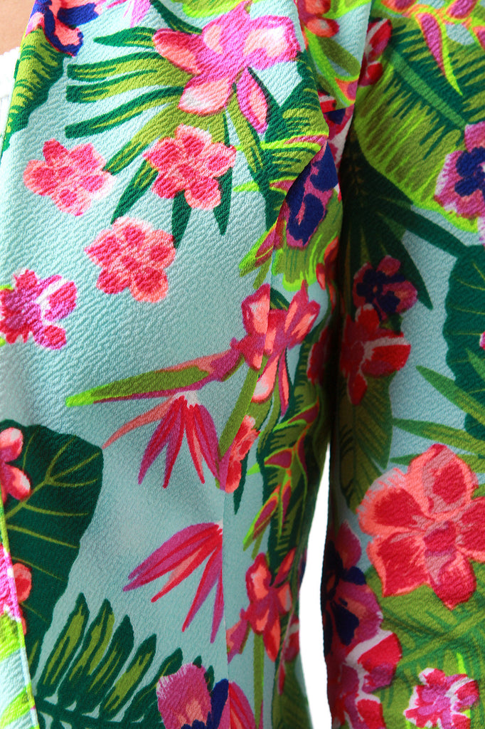 Blooming Tropical Flowers Open Front Blazer