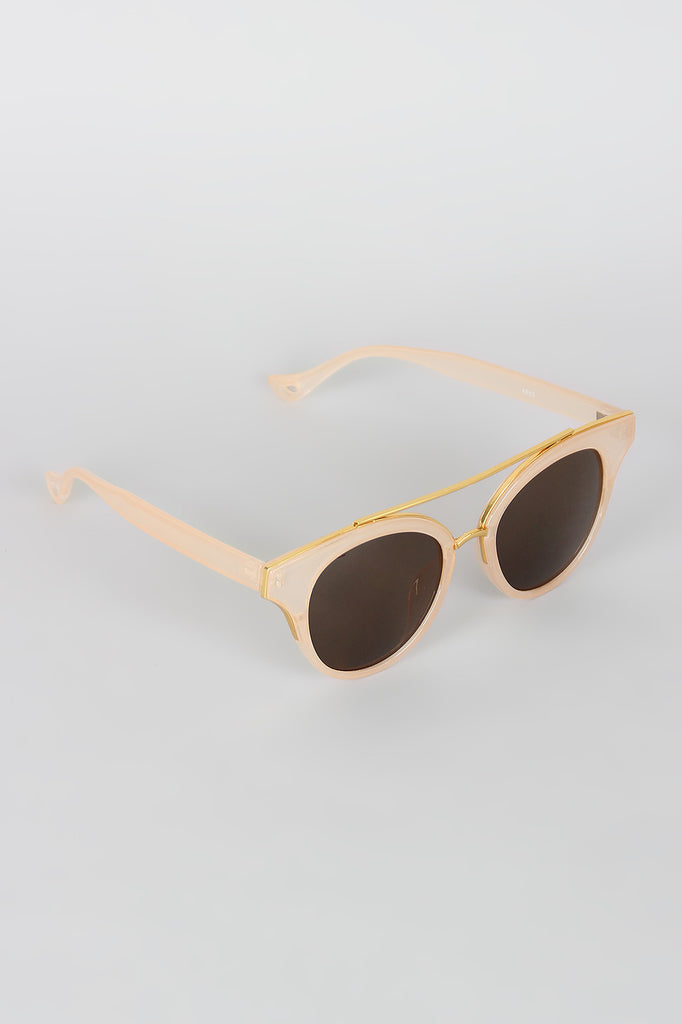 Double Bridge Contrast Cat Eye Sunglasses