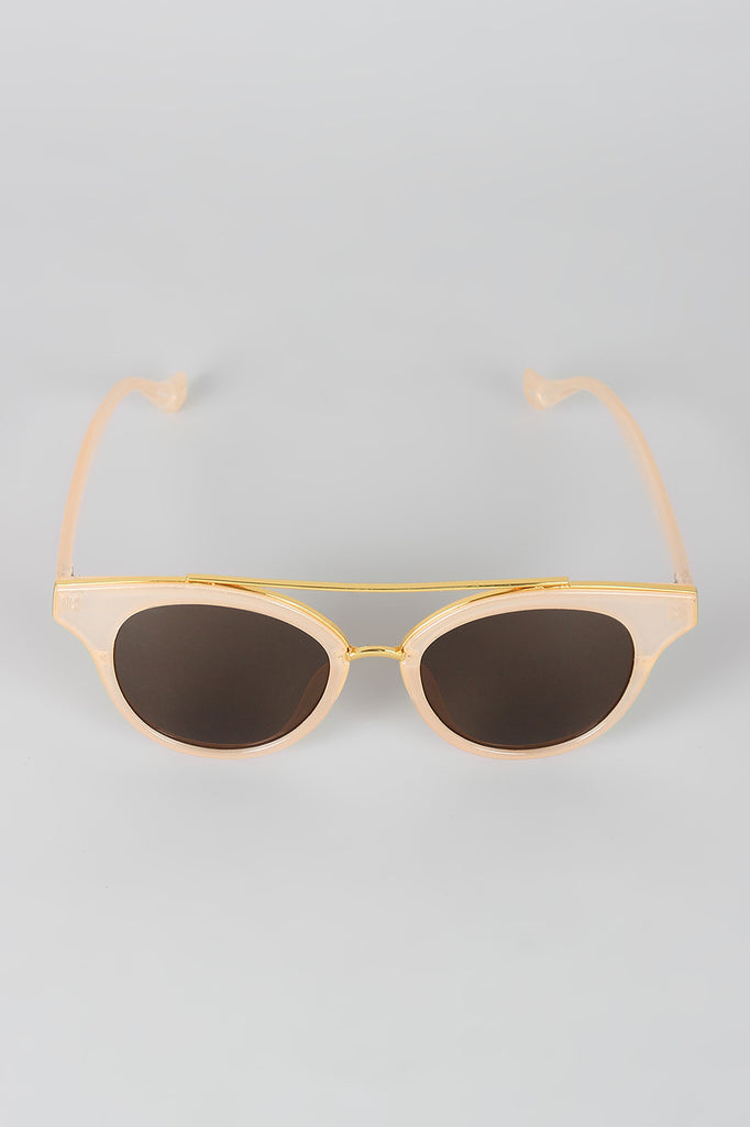 Double Bridge Contrast Cat Eye Sunglasses