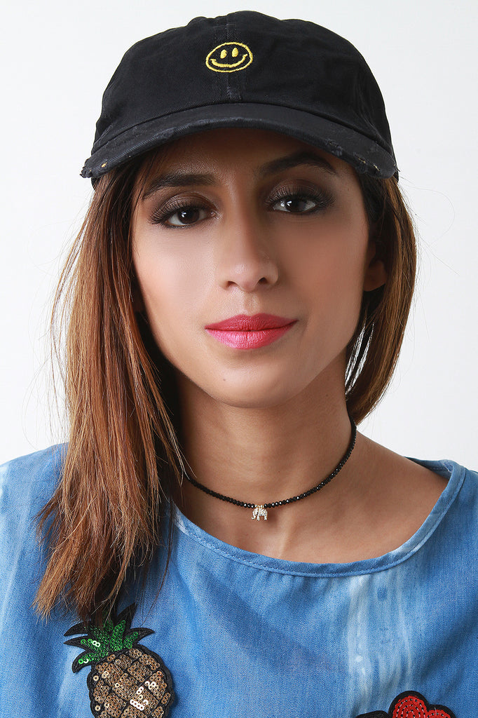 Distressed Smiley Face Hat