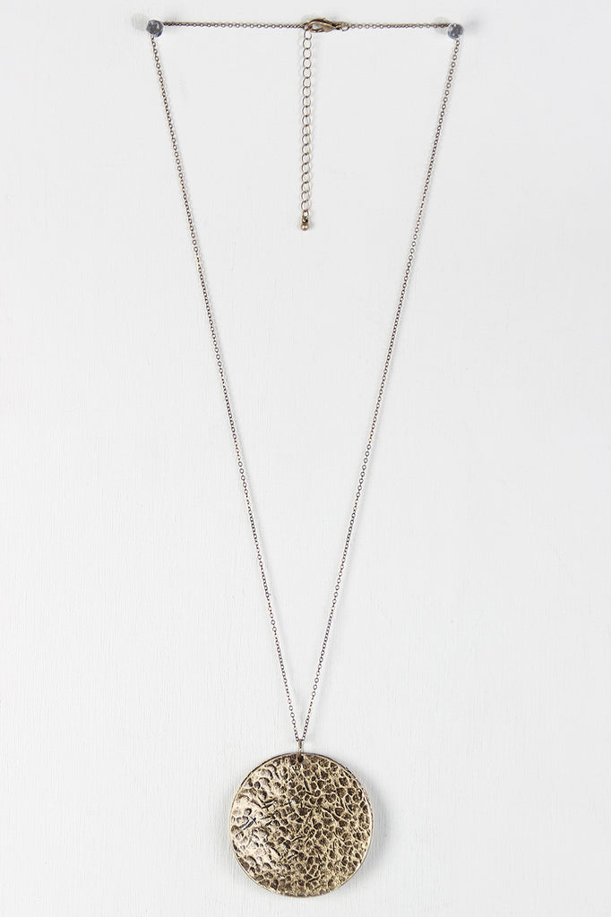 Full Moon Metal Disc Pendant Necklace