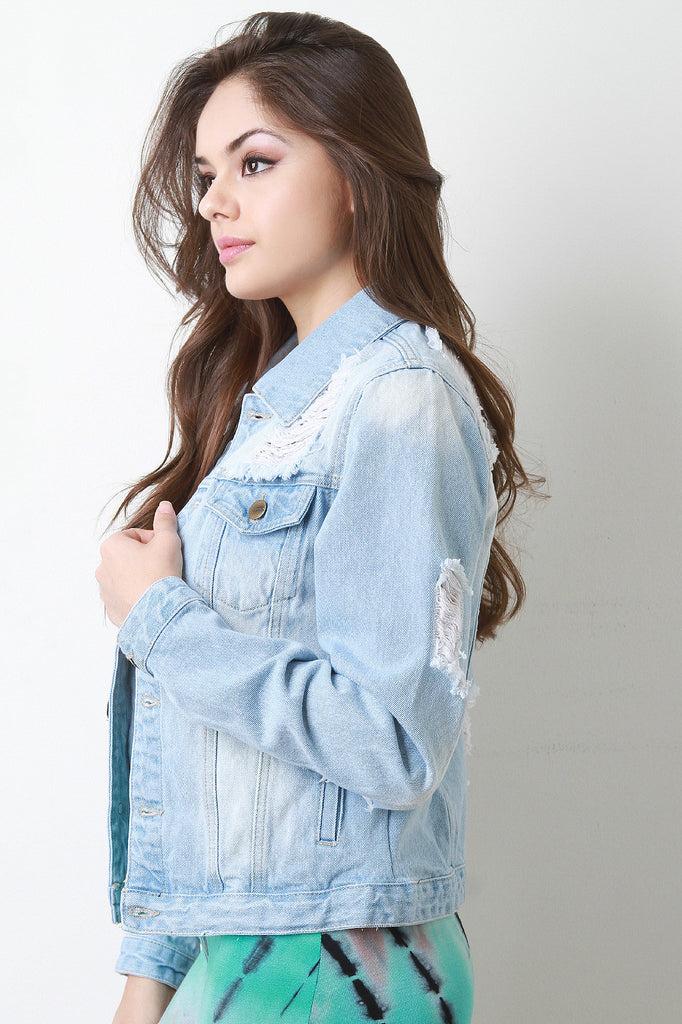 Distressed Faded Denim Jacket