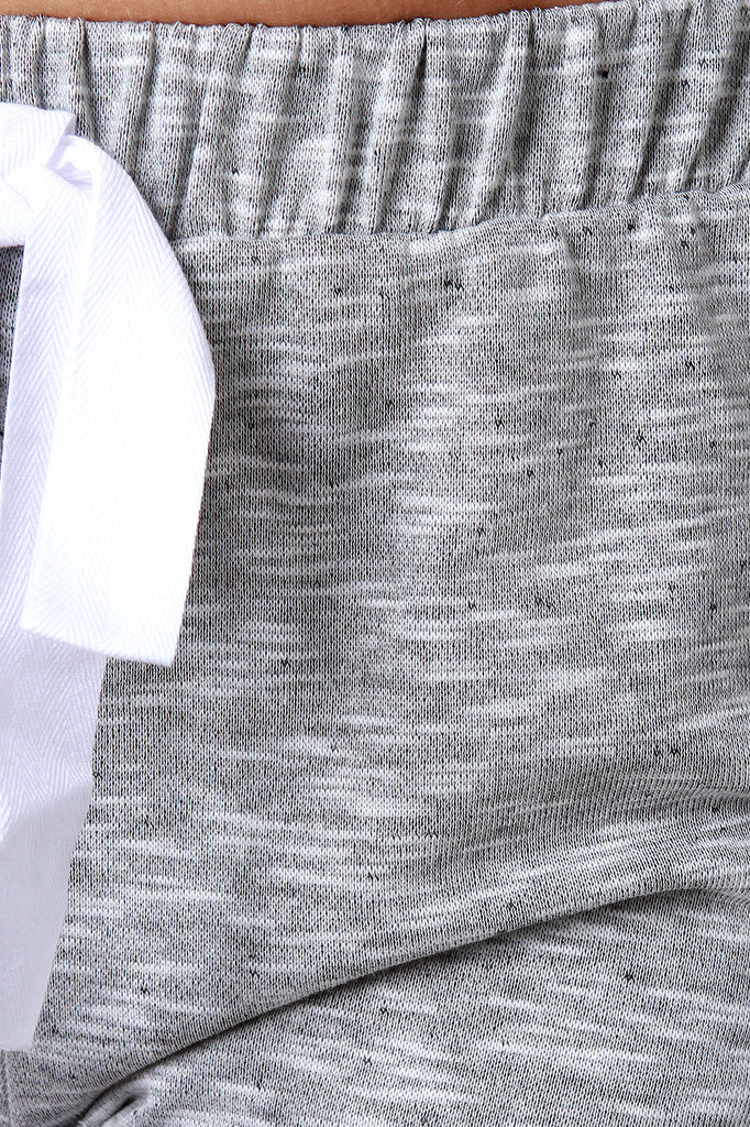 Marled Knit Fishnet Contrast High Waisted Shorts