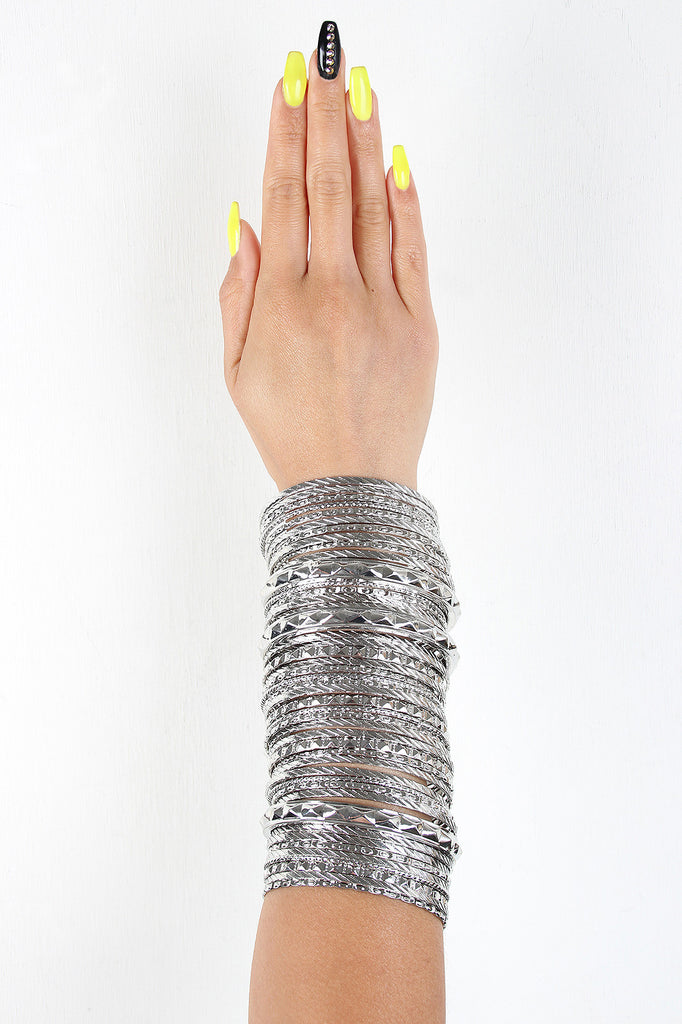 Studs And Textured Multi Bangle Set