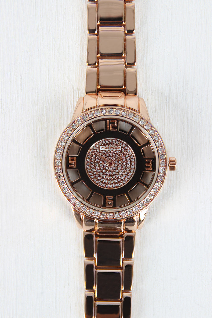 Clear Face Rhinestone Boyfriend Watch