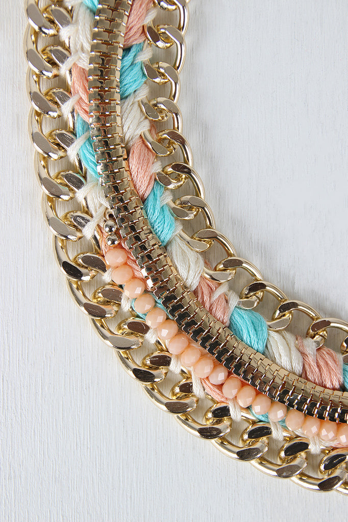 Braided Chain Collar Necklace Set