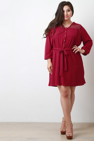 Mock Neck Cold Shoulder Keyhole Dress