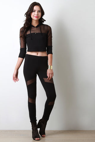 High Waist Knee Slit Leggings