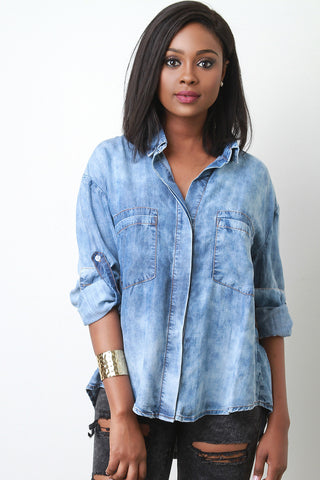 Asymmetrical Button-Up Smock Top