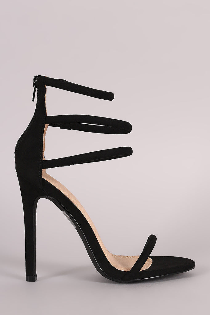 Liliana Suede Triple Ankle Strap Single Sole Heel