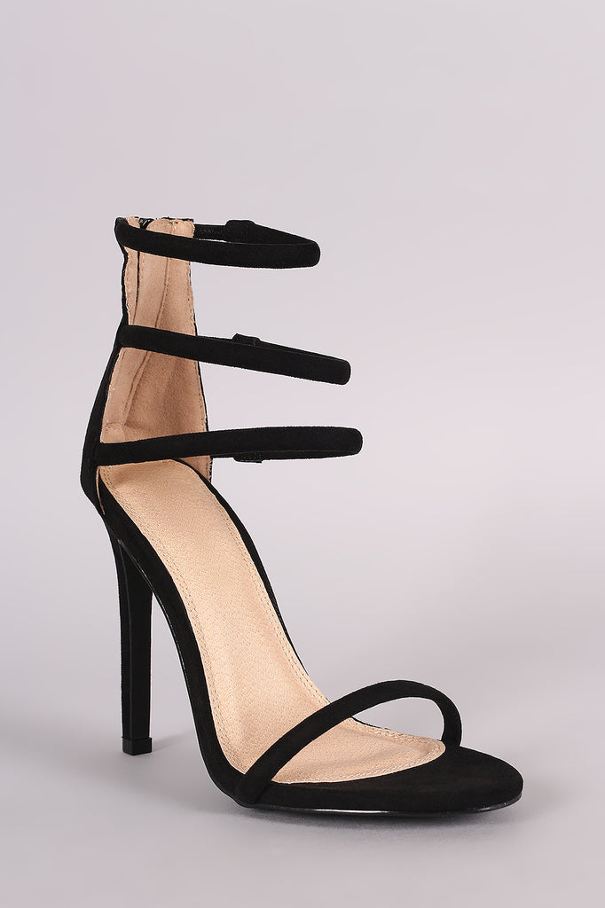 Liliana Suede Triple Ankle Strap Single Sole Heel