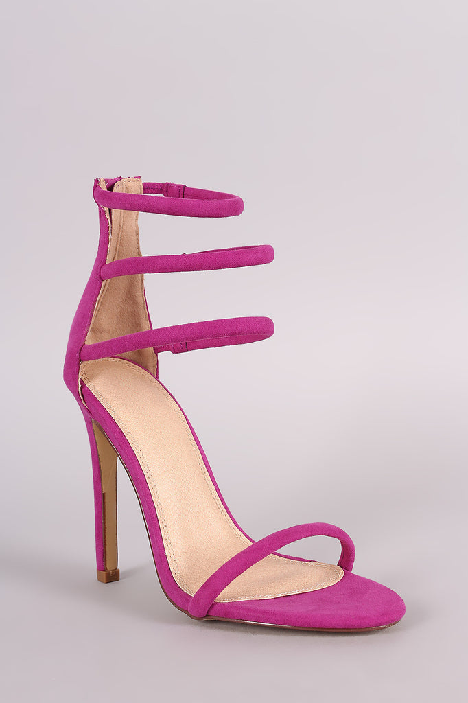 Liliana Suede Triple Ankle Strap Single Sole Heel