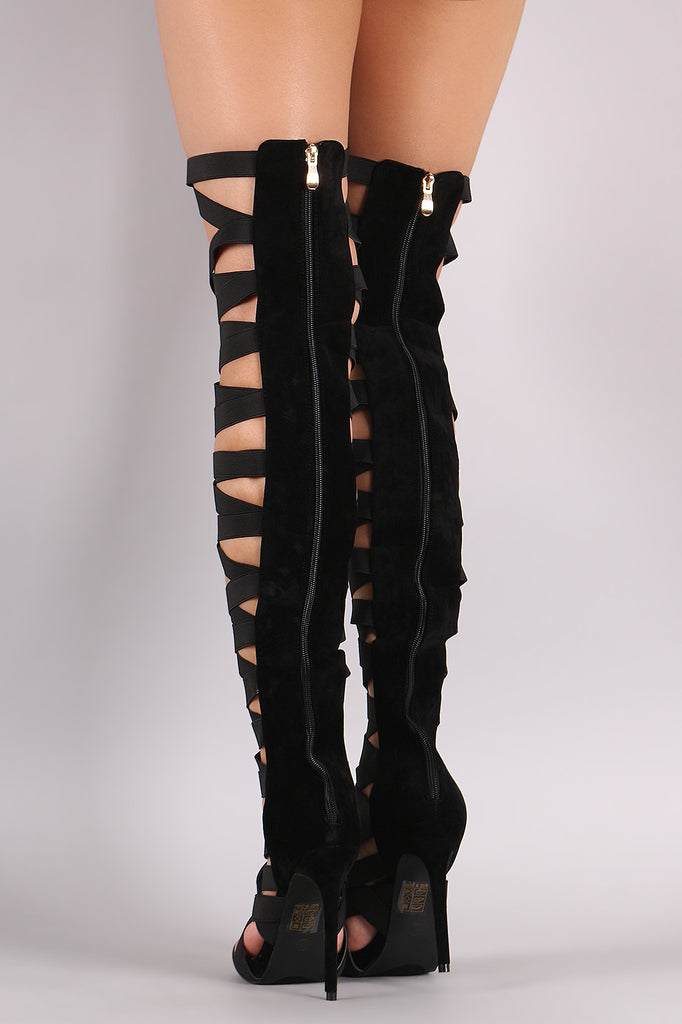 Elasticized Crisscross Straps Gladiator Heel