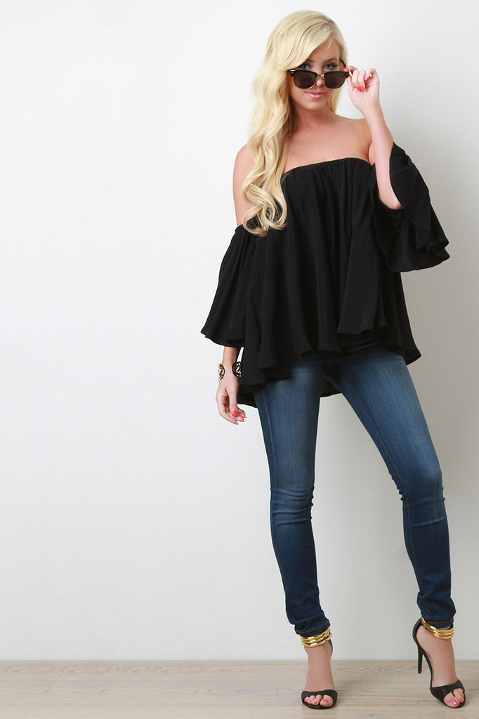 Bardot Flounce Top