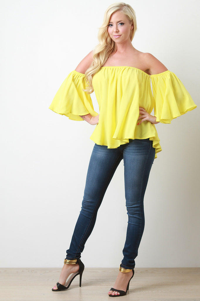 Bardot Flounce Top