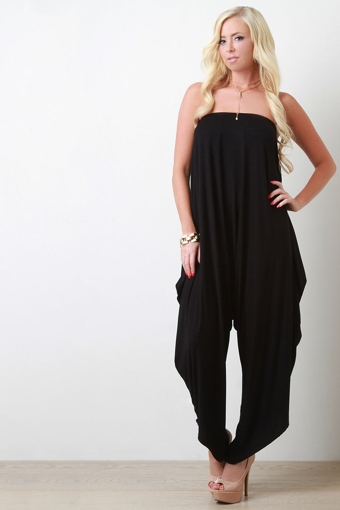 Loose Draped Jersey Tube Jumpsuit